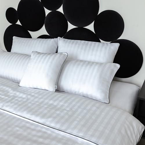 Rollmayer Luxuriöse Mako-Satin-Baumwollbettwäsche von höchster Qualität-Satin-Serenity-Luxus(Borte:Weiß, Streifen:breit, 135x200cm + 1Stück 80x80cm)
