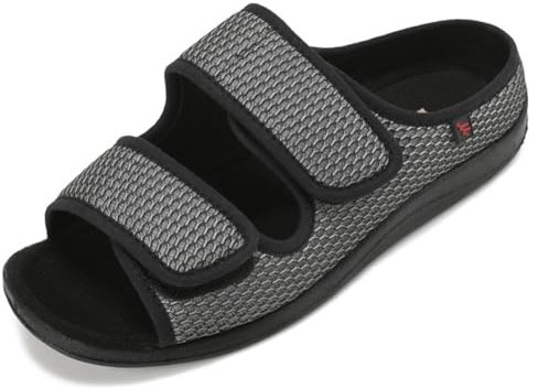Comfortable Diabetic Women's & Men's Extra Wide Fit Swollen Feet Shoes - Memory Foam Sandals & Adjustable Open Toe Arthritis Edema Slippers - Orthopedic Footwear