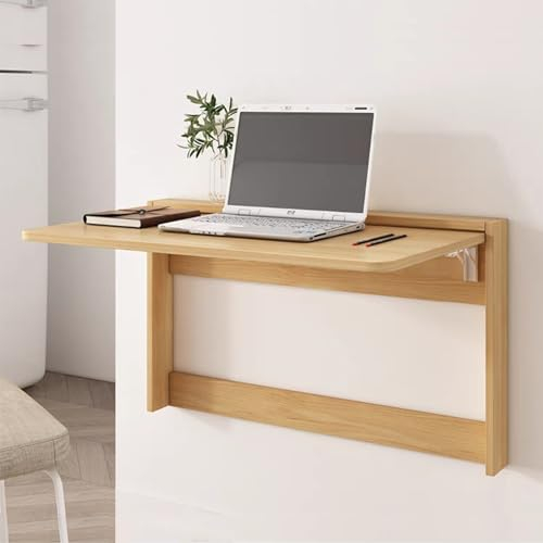 Wandklapptisch Aus Massivholz,Platzsparender Schwimmender,Wandklapptisch Wandtisch für Küche Schlafzimmer Esszimmer Arbeitszimmer(84cm/33in,Log color)