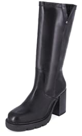 QUEEN HELENA Stivali di Pelle con Tacco con Zip Laterale Donna QH23-L393 (Nero, Sistema Taglie Calzature EU, Adulto, Donna, Numero, Media, 36)