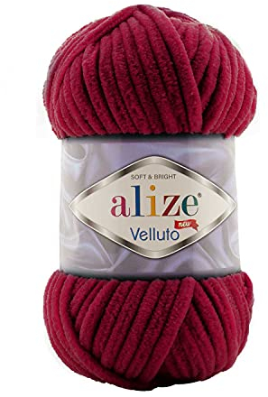 Alize Velluto Babydeckengarn, 100 % MicroPolyester, 5 Stück, 340 m, 500 g, Garngewicht: Super Bulky (Cherry 107)