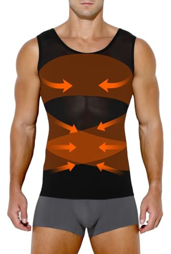 Casey Kevin Camisa de compresión Slim para Hombres, Faja Chaleco Hombre Hombre Reductora Compresion Elástica de Ropa Interior(Tamaño: M-XXL)