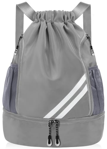 flintronic Mode Sport Rucksäcke, Turnbeutel, Große Kapazität Kordelzug Sporttasche, Gymsack Wasserfest Sporttasche, Turntasche mit Schuhfach & Wasserflaschen-Netztaschen, für Erwachsener Jugend