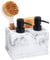 Hand and Dish Soap Dispenser Set, Dual Soap Dispenser with Sponge Caddy and Brush Holder 4-in-1 Countertop Organizer for Kitchen Bathroom, Useful Kitchen Gadgets - White Marble Look