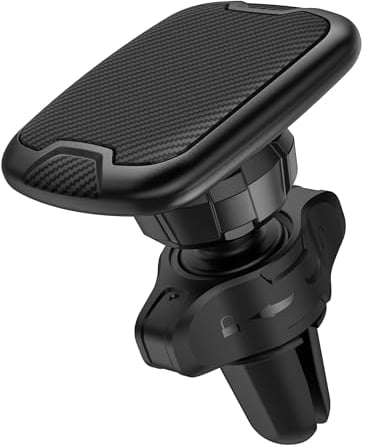 Desire2 VentMag Car Phone Holder, Vent Mounted Magnetic Smartphone Holder with 3M Adhesive Plates for Universal Compatibility, Secure Vehicle Phone Grip with Adjustable Clip, Carbon Fibre Style
