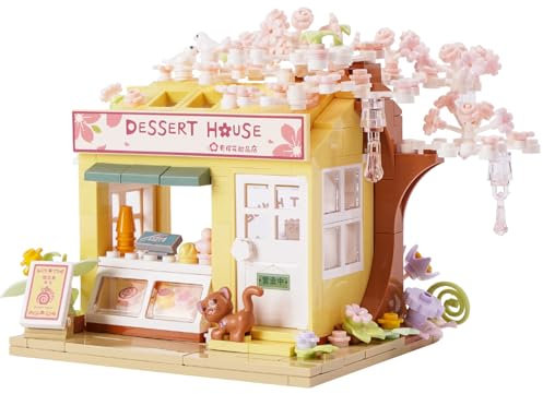 Oichy Lot de 384 blocs de construction pour la maison - Cerisier en fleurs - Jouets de construction Street View pour cadeaux et décoration