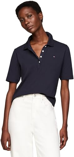 Tommy Hilfiger Damen Poloshirt Kurzarm Regular Fit, Blau (Desert Sky), XS