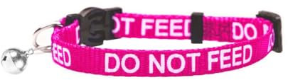LARRYROO Katzenhalsband mit Aufdruck Do Not Feed, weiches Nylon und Sicherheitsschnalle, Rosa