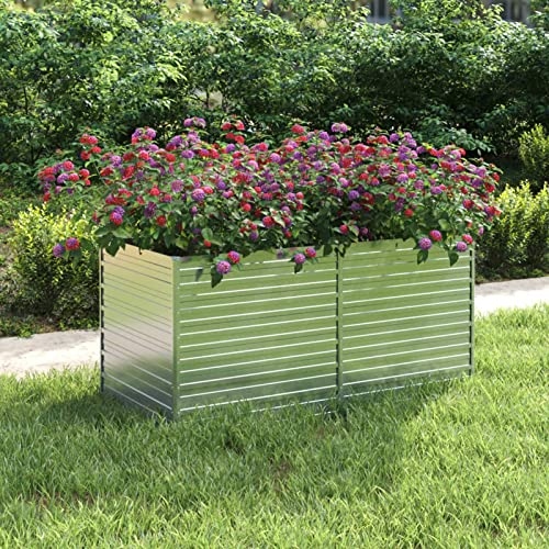 Kavolet Hochbeet Metall, Garten-Hochbeet 160x80x77 cm, Gemüsebeet Hochbeete-kit Blumenkasten Pflanzkasten Blumenbeet Verzinkter Stahl Silbern