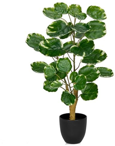 Hollyone 68CM Tall Artificial Polyscias Fabian Fake Money Tree Indoor, Large Faux Greenery Decorative Artificial Plant for Home Decor, Office, Living Room, Kitchen, Bedroom, Bathroom Decorations