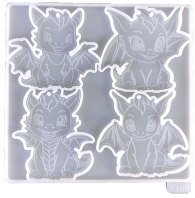 Handgefertigte 3D-Silikonform, glatter Schlüsselanhänger, Drache, Baby-Anhänger, Schlüsselanhänger, Ornament, Zubehör, Gießformen