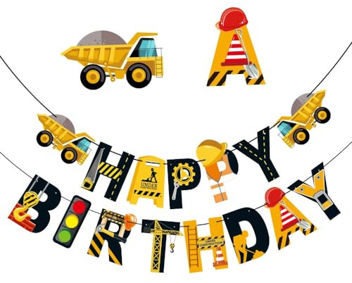 Baustelle Happy Birthday Girlande Bagger Geburtstag Deko Bulldozer Girlande Geburtstag Bagger Deko Happy Birthday Banner Hängende Geburtstagsgirlande für Baustelle Themenparty Dekoration