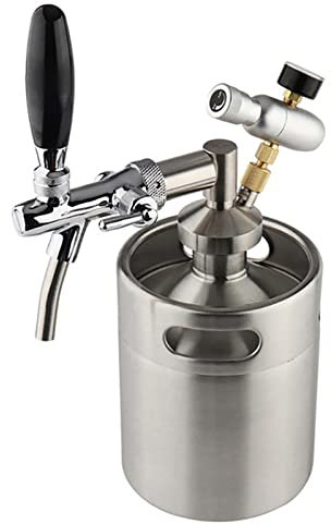BUUNHI Heimbrausystem 5L Mini-Fass Druckbierfass-System Edelstahl-Mini-Fass Growler CO2-Ladegerät-Kit bierbrauset