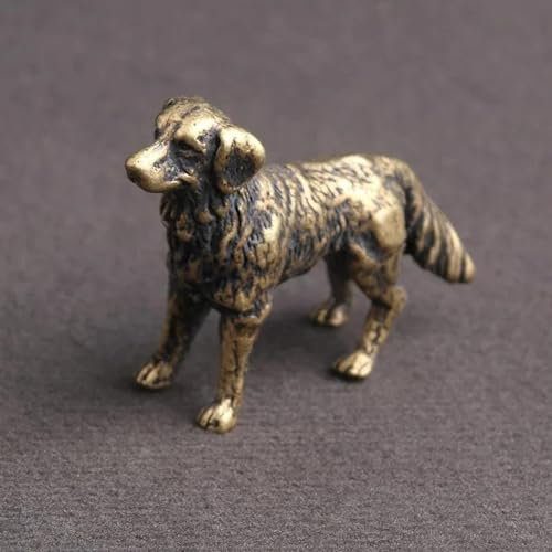 FOSANGPUSHI Messing-Figuren, Heimdekoration, 4,5 x 3,1 cm, Antik-Kupfer, Hundefiguren, Miniaturen, Schreibtisch-Ornamente, Sternzeichen, Tier, Hund, kleine Statue, Tee-Haustier-Heimdekorationen