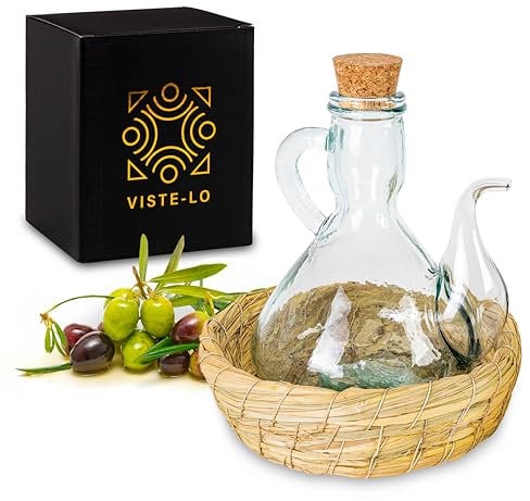 Huilier en Verre pour Huile d'olive | Distributeur Huile d'olive | Bouteille Recipient pour huiles vinaigre | Bouteille Huile Olive Bec verseur Huile d'olive vinaigrier cuisine (500 ML PANIER)