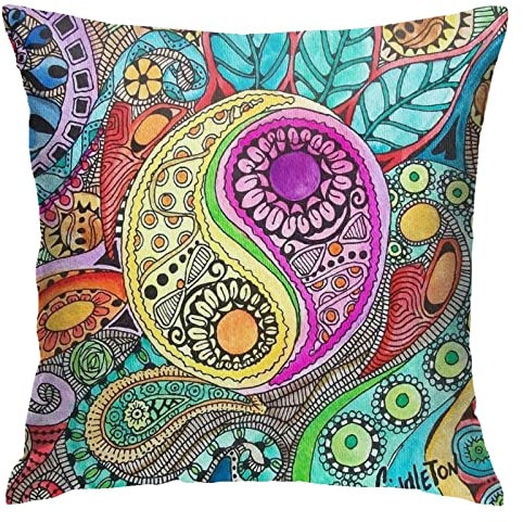 Kissenhülle 45X45cm Mandala Yin Yang Kissen-Hülle Reißverschluss Kissen-Bezug Dekorativen Kissenbezug Für Auto, Bed, Büro