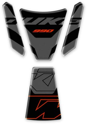 Tankschutz aus Harz, 3D, kompatibel mit KTM 990 Duke 2024 On GP-2020 (Schwarz)