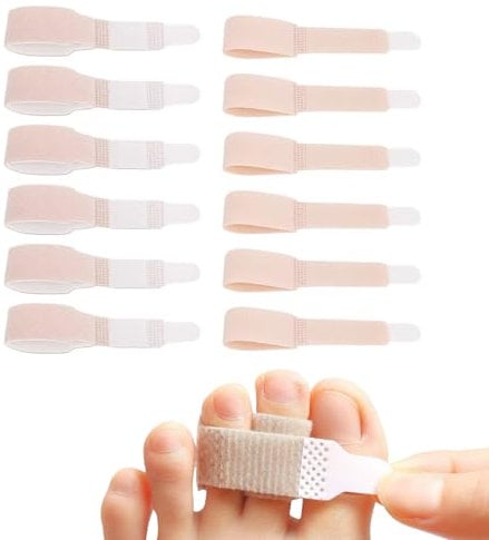 Koorium 12 Pack Hammer Toe Straightener Toe Straighteners for Bent Toes, Splint Hammer Toe Corrector in 2 Sizes, Reusable Taped for Bent, Broken, and Bunion Toes, Pain Relief for Overlapping