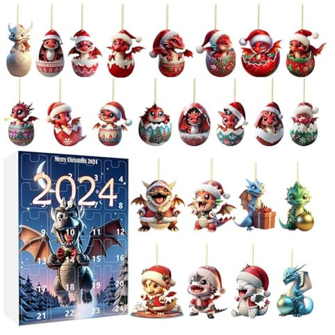 Weihnachts-Countdown, Urlaubskalender, festliche Dekoration, Dinosaurier-Adventsbox, Weihnachtsdekoration, bunte Dinosaurier-Figuren für Mädchen und