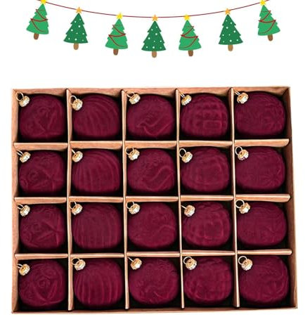 Jiimhte Velvet Ornaments for Christmas Tree - 20x Christmas Tree Ball Decorations | 2.36in Lightweight Holiday Pendant, Christmas Seasonal Decorative Balls Pendants for Window Door Tree Wall