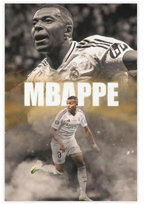 bacrhjlb Kylian Mbappe Poster auf Leinwand, Motiv: Real Madrid, Wandkunst, Dekordruck, Gemälde für Wohnzimmer, Schlafzimmer, Dekoration, 30 x 45 cm