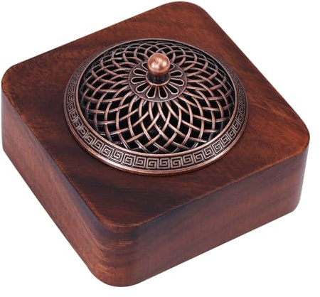 Gosknor Brûleur d'Encens Bois de Noyer, Boîte à Encens en Bois Faite à la Main Porte-Encens Conique Support Parfum pour Salle d'Encens Décoration Maison Spa Yoga Édition Limitée