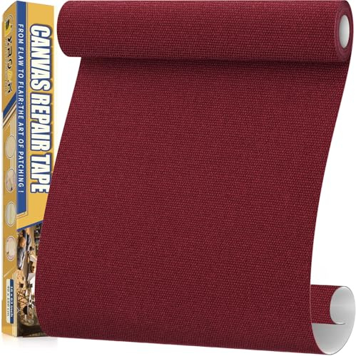 Toppe Adesive per Tessuti Rosso Bordeaux, 40x160cm Tessuto Adesivo per Riparazione di Tela, Toppa Adesiva per Tessuti, Impermeabile Patch Adesiva Tessuto per Divani, Tende, Sedili Auto, Tend Parasole