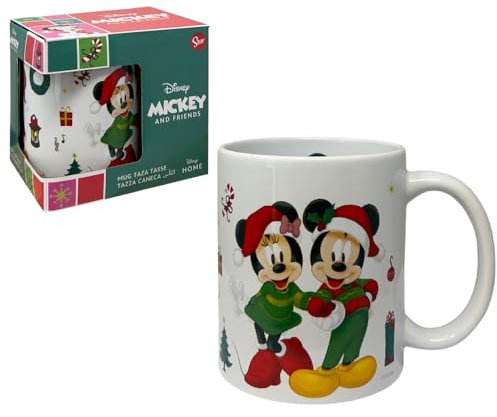 Taza cerámica Mickey y Minnie Navidad Disney modelo mug tazón desayuno 325ml para niños