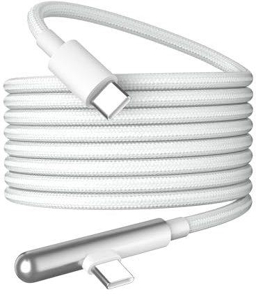 3M USB C Cable Fast Charging 240W,USB C to USB C Cable 10FT Right Angle Nylon Braided Type C Data Cord 100W 65W for iPhone 16 17 Pro Max Plus 15/iPad/MacBook Pro Air/Galaxy S25 S24 Ultra FE S23,White