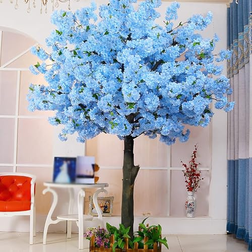 Albero Di Ciliegio Artificiale Blu Con Gambo In Legno Realistico, Grande Albero Di Simulazione Adatto For Decorazioni Paesaggistiche, Matrimoni E Feste(2.5x2m/8.2x6.6ft)