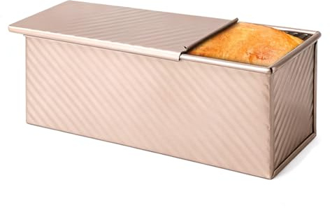 1000g Toastbrot Backform Mit Deckel, Kastenform Kuchen Rechteckig Kuchenform Eckig Kastenform Brotbackformen Toast Brot Backform Pullman Laib für Brote, Kuchen, Gebäck(32x 12x 11 CM, Roségold)