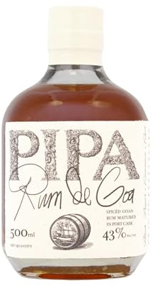 Pipa Rum de Goa 50cl - Spiced Rum Aged in Portuguese Port Casks with Black Pepper, Cinnamon & Clove - Goan Spirit Celebrating Indo-Portuguese Heritage & Traditional Flavours