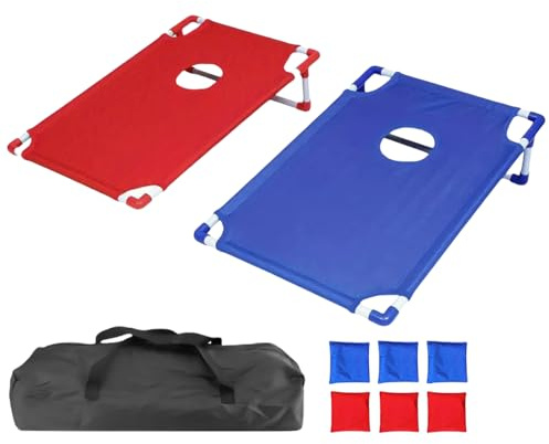 Cornhole Game Set – 8 x 11,3 cm Sitzsack-Wurfspiel, Robustes Material, Sitzsack-Wurfspiel-Set mit Verbundschichten, Cornhole Boards für Camping, Reisen, Terrasse, Garten, Park, Picknick
