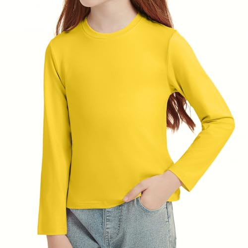 Girls Long Sleeve T-Shirt Soft Plain Crew Neck Top 4-14 Years | Casual Basic Lightweight School Uniform Daily Wear Classic Outdoor Tee Shirt for Kids