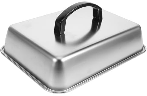 Rechteckige Käseschmelzkuppel aus Edelstahl, 1 Stück für Grillplatten | Abdeckung zum Begießen der Grillplatte, Metall Dampfschutz, Silberne Ausführung, für Eier