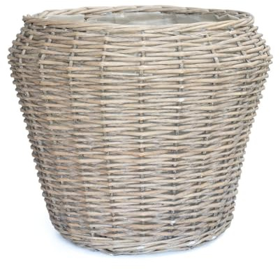 Arthur Cameron - Bisham Buff Tapered Wicker Planter Hallway Decor - Perfect Wicker Basket for Housewarming Gifts - 43 (Top Dia) x 35 (Bottom Dia) x 43 (H) cm (Large)