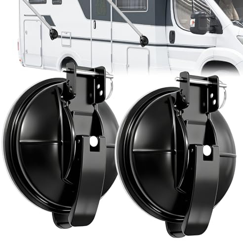 2 Stück Markisenhalter, Markisen Halterung, Universeller Markisenfusshalter, Zubehör für Markise, Wohnmobil Vakuum Saugnapf Halterung mit starker Tragkraft für Camper, Wohnmobil & Wohnwagen geeignet