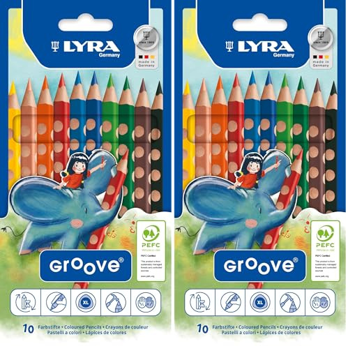 LYRA Groove Kartonetui mit 10 Farbstiften, Sortiert, 3811100 (Packung mit 2)