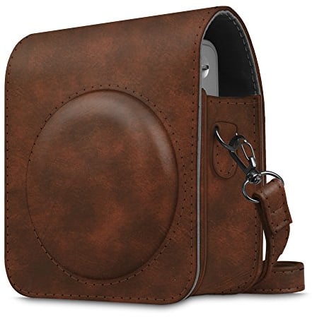 FINTIE Tasche für Fujifilm Instax Mini 90 Neo Classic Sofortbildkamera - Premium Schutzhülle Reise Kameratasche Hülle Abdeckung mit abnehmbaren Riemen, Braun