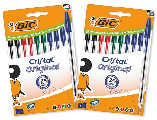 BIC 962704 Kugelschreiber Cristal Original, 2 Beutel auf 10 Stück, sortiert