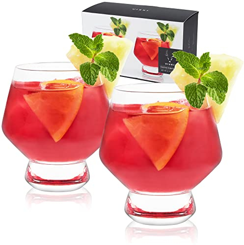 Viski 6448 Raye: Footed Punch Cups, Glass (Lead-Free Crystal), 8 Ounces, Multi-Colour