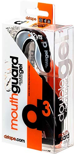 d3 Double Gel Mouthguard wth Case, Adults and Junior Gum Shield for Boxing, MMA, Contact Sports, Rugby, Martial Arts, Judo, Karate, Hockey (Black/White, Adult (12+))