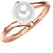 Valero Pearls Damen-Ring Welle Sterling Silber 925 rosévergoldet Süßwasser-Zuchtperle Button 8 mm weiß - Modern-Ring für Frauen Perlenring Roségold