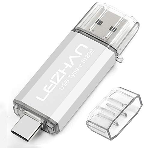 LEIZHAN Clé USB Type C 512Go USB 3.0 OTG Flash Drive USB pour Huawei Samsung Smartphone Android de Type C-Argent