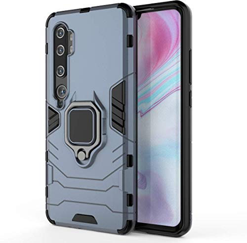 DEDUX Hülle kompatibel mit Xiaomi Mi Note 10/10 Pro mit Finger Ring Holder Ständer, Arbeit mit magnetischer Autohalterung Hülle. Navy blau