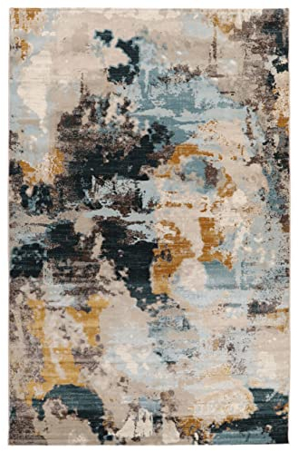 RugVista Arty Mind, Teppich, Moderne Teppiche, 200 x 140 cm, Rechteckig, Mittlerer Stapel, Wohnzimmer, Esszimmer, Schlafzimmer, Nur chemische Reinigung, Oeko_tex_100, Beige/Dunkel Grau