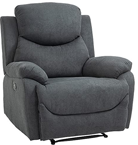 HOMCOM Poltrona Relax Manuale Ergonomica in Tessuto, Poltrona Reclinabile a 150° e Poggiapiedi per Casa e Ufficio, 93x88x102cm, Grigio Scuro