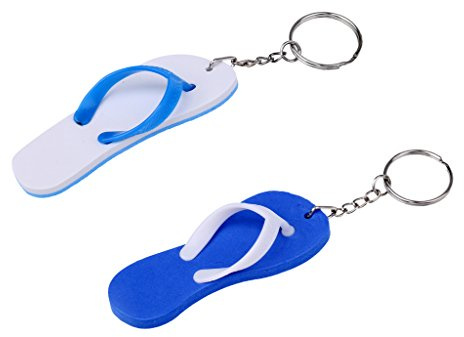 Milageto 2 Schwimmende Flip Flops Slipper Schlüsselanhänger Boot Marine Float Keyfob Halter