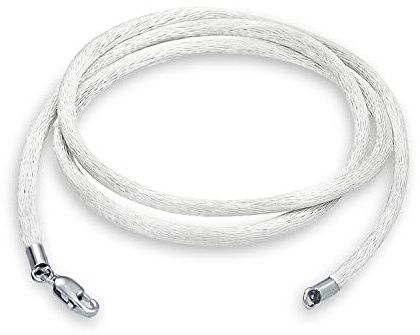 Bling Jewelry Corda Di Seta Di Raso Bianco Per Collana Con Ciondolo Per Donne, Uomini E Adolescenti Chiusura A Moschettone In Argento Sterling .925, Lunghezza 30 Pollici