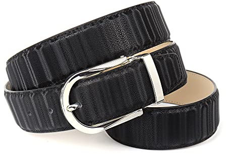 Anthoni Crown Damen Ledergürtel Gürtel, Schwarz, 95